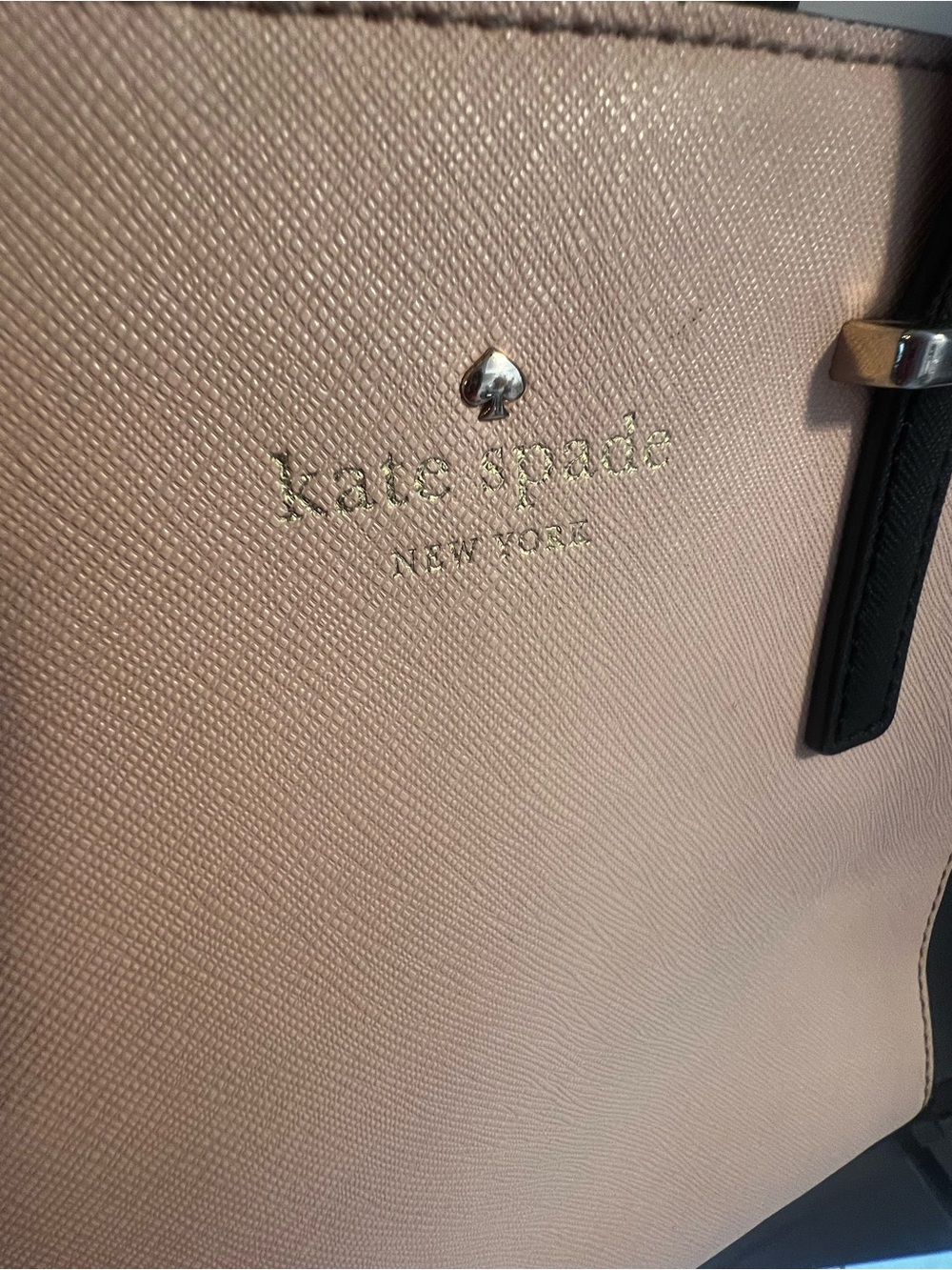 kate spade Small Blush Pink and Black Leather Tote - Picture 2 of 2
